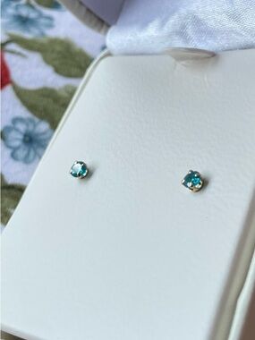 INFANT SIZED Blue Topaz Stud Earrings